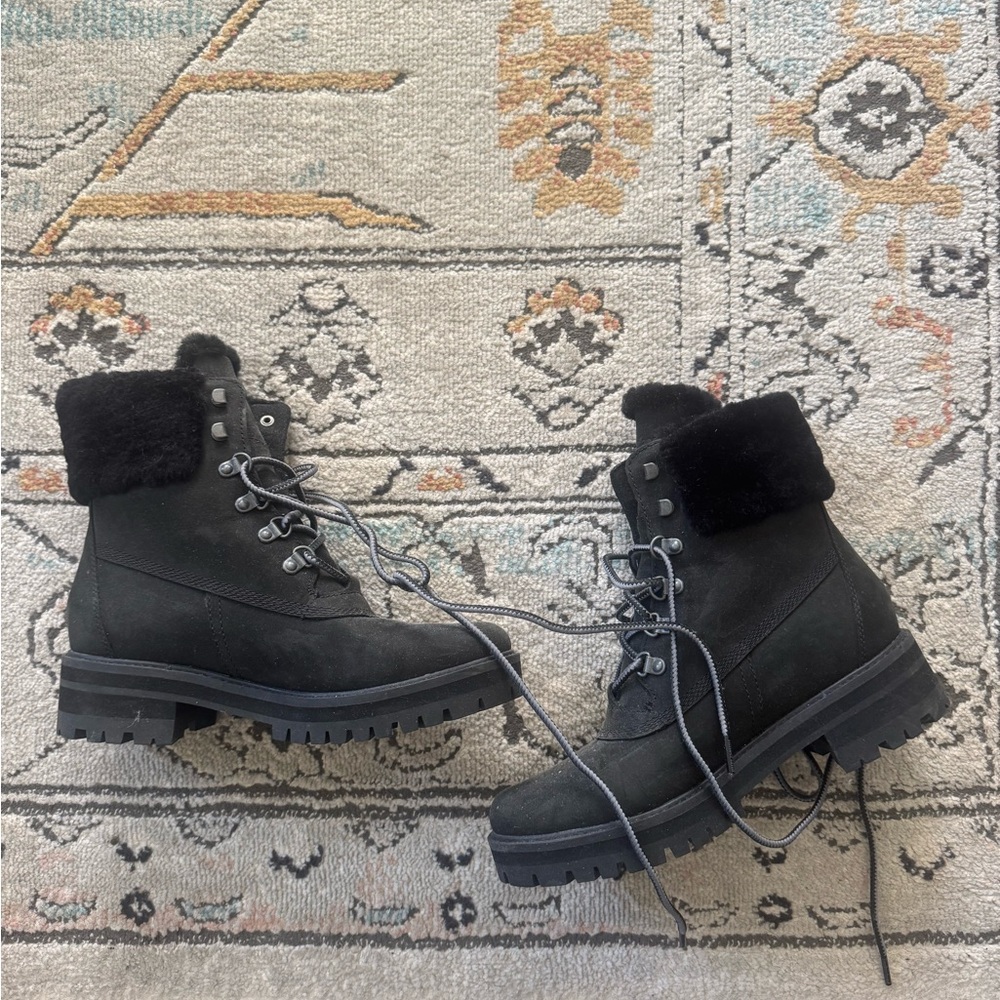 Timberland Black Suede Combat Boots